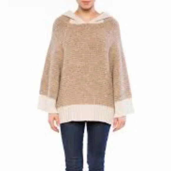 𝅺See By Chloe Hooded Poncho Sweater Wool Alpaca Blend L - Picture 1 of 12